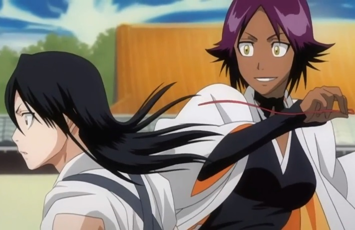 Bleach Episode 208 Yoruichi Takes Byakuya Tie