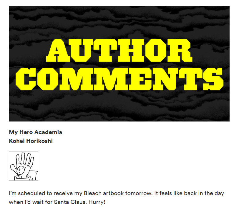 Kohei Horikoshi Bleach Jet Comment