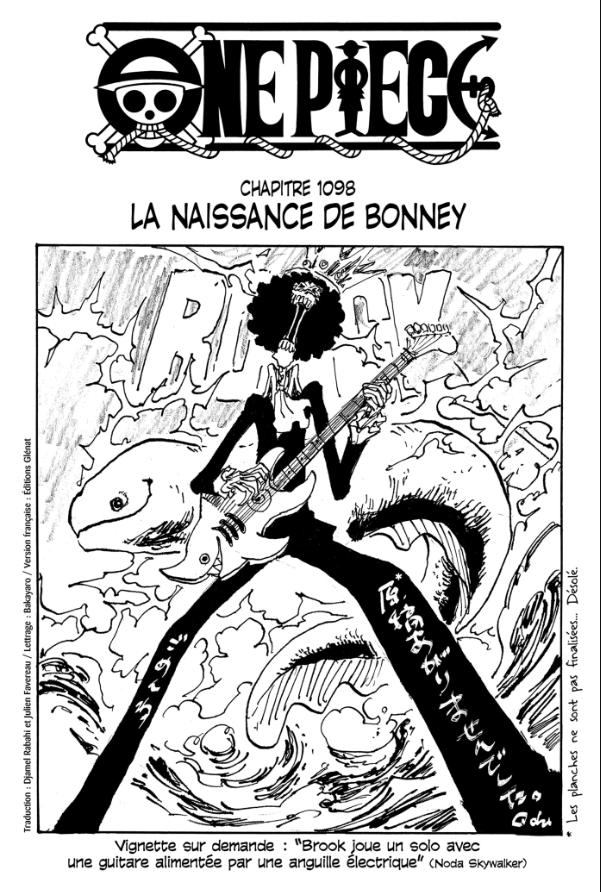 One Piece Chapitre 1098 Couverture Brook Excuse DEiichiro Oda